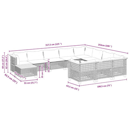 1 Tuinset Met Kussens Poly Rattan