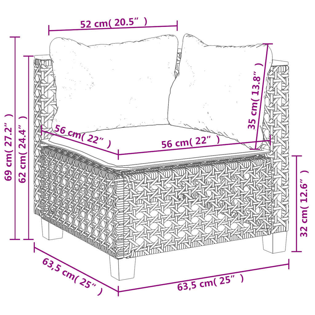 1 Tuinset Met Kussens Poly Rattan