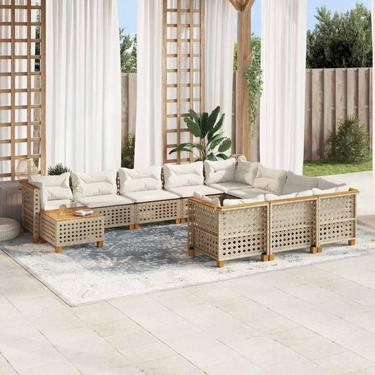 1 Tuinset Met Kussens Poly Rattan