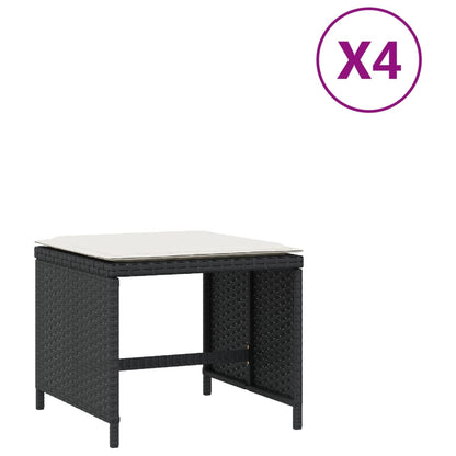 Tuinkrukken 4 St Met Kussens 40X40X35 Cm Poly Rattan Zwart
