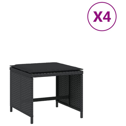 Tuinkrukken 4 St Met Kussens 40X40X35 Cm Poly Rattan Zwart Antraciet En Wit
