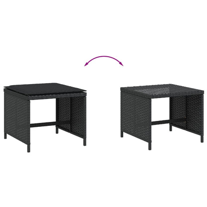 Tuinkrukken 4 St Met Kussens 40X40X35 Cm Poly Rattan Zwart Antraciet En Wit