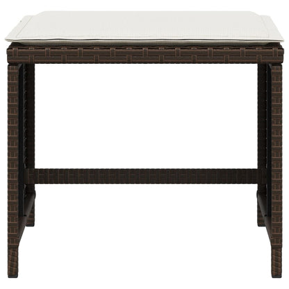 Tuinkrukken 4 St Met Kussens 40X40X35 Cm Poly Rattan Bruin Beige