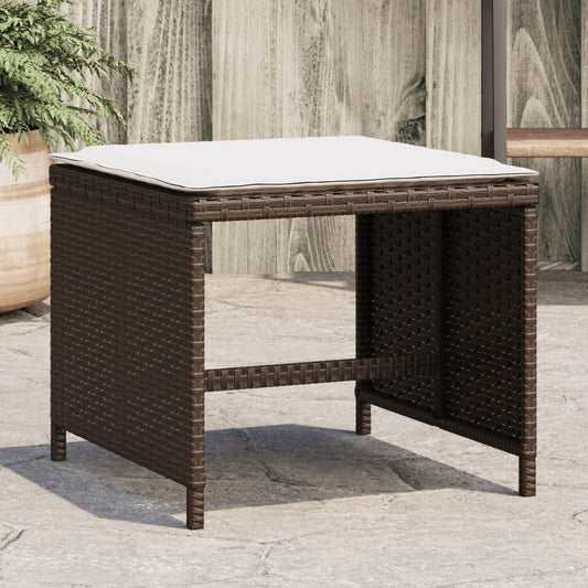 Tuinkrukken 4 St Met Kussens 40X40X35 Cm Poly Rattan Bruin Beige