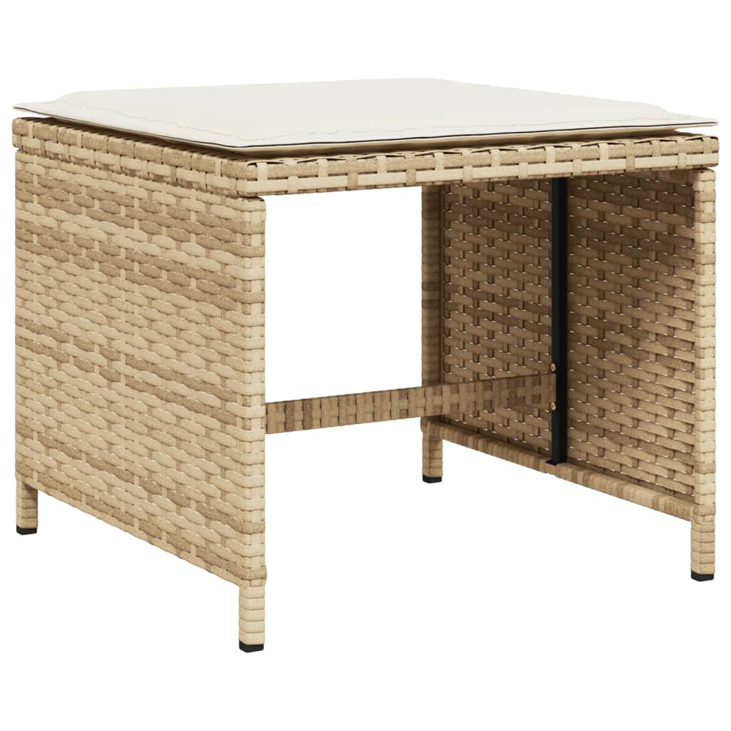 Tuinkrukken 4 St Met Kussens 40X40X35 Cm Poly Rattan Beige Bruin En Wit