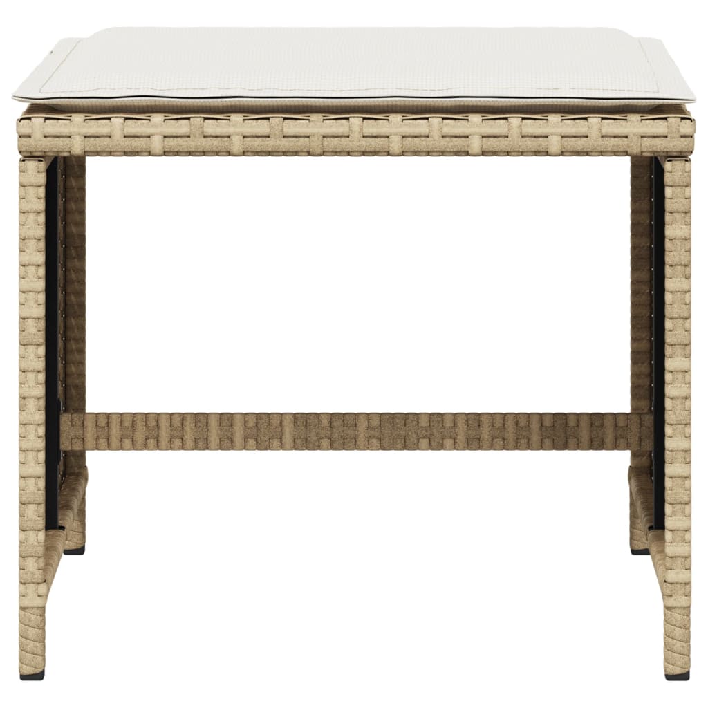 Tuinkrukken 4 St Met Kussens 40X40X35 Cm Poly Rattan Beige Bruin En Wit