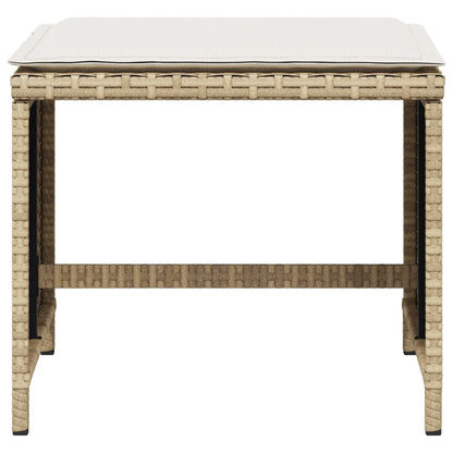 Tuinkrukken 4 St Met Kussens 40X40X35 Cm Poly Rattan Beige Bruin En Wit