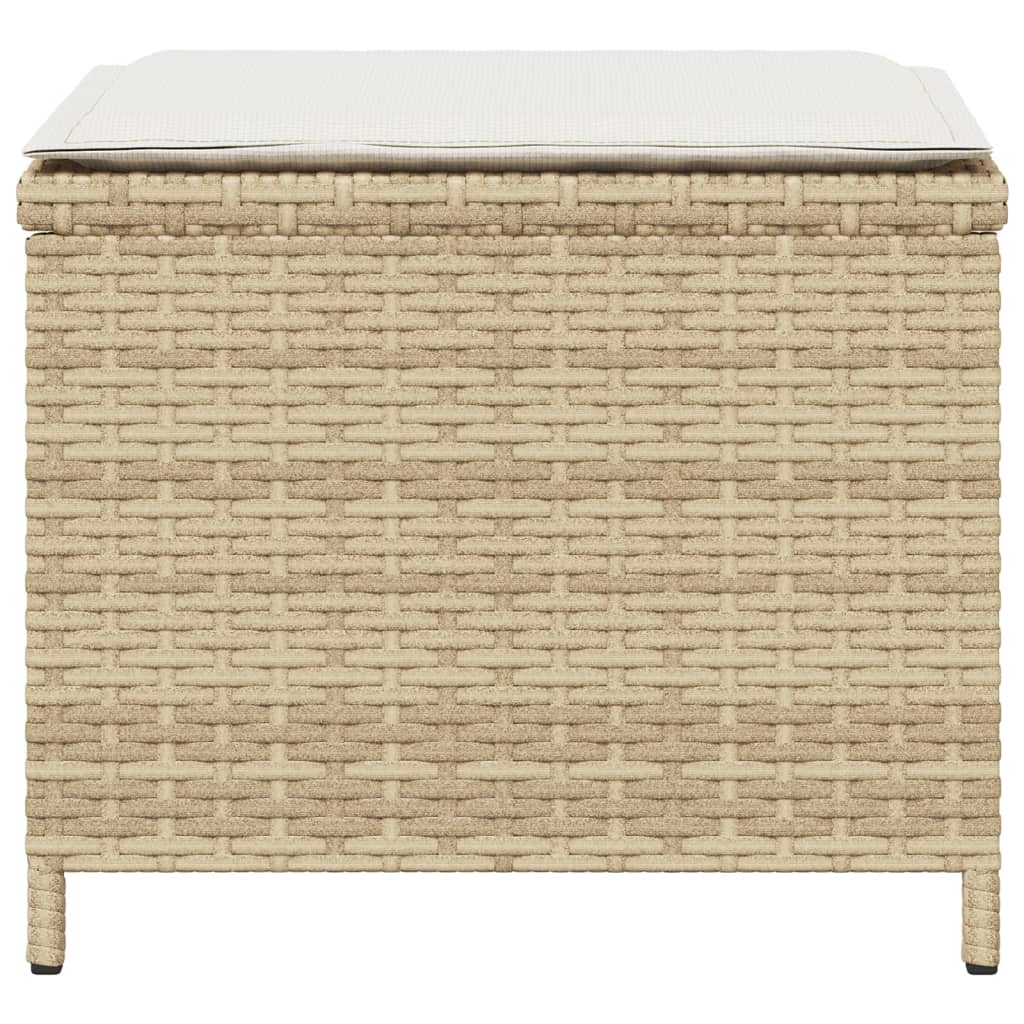 Tuinkrukken 4 St Met Kussens 40X40X35 Cm Poly Rattan Beige Bruin En Wit