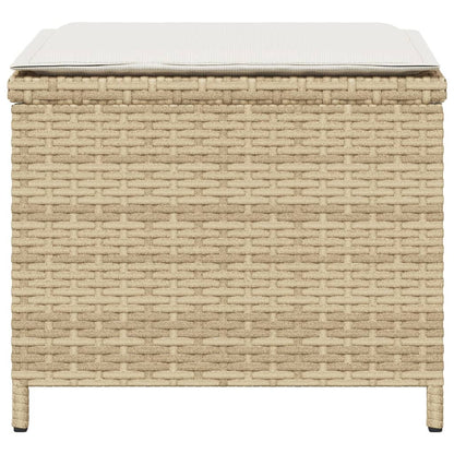 Tuinkrukken 4 St Met Kussens 40X40X35 Cm Poly Rattan Beige Bruin En Wit