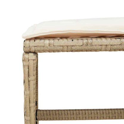 Tuinkrukken 4 St Met Kussens 40X40X35 Cm Poly Rattan Beige Bruin En Wit