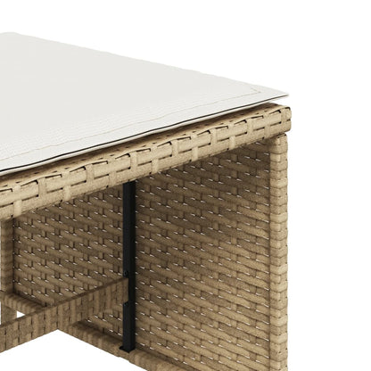 Tuinkrukken 4 St Met Kussens 40X40X35 Cm Poly Rattan Beige Bruin En Wit
