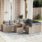 10-Delige Loungeset Met Kussens Poly Rattan Acacia