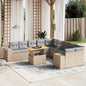 10-Delige Loungeset Met Kussens Poly Rattan Acacia