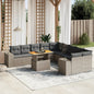 10-Delige Loungeset Met Kussens Poly Rattan Acacia