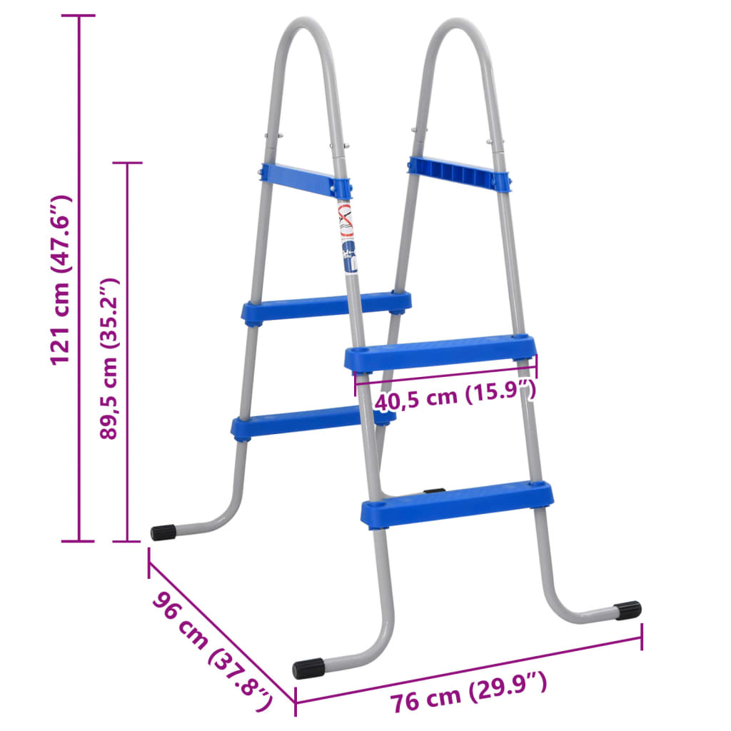 Zwembadladder Voor Bovengronds Zwembad 84 Cm Staal En Kunststof Natuurlijk Douglashout