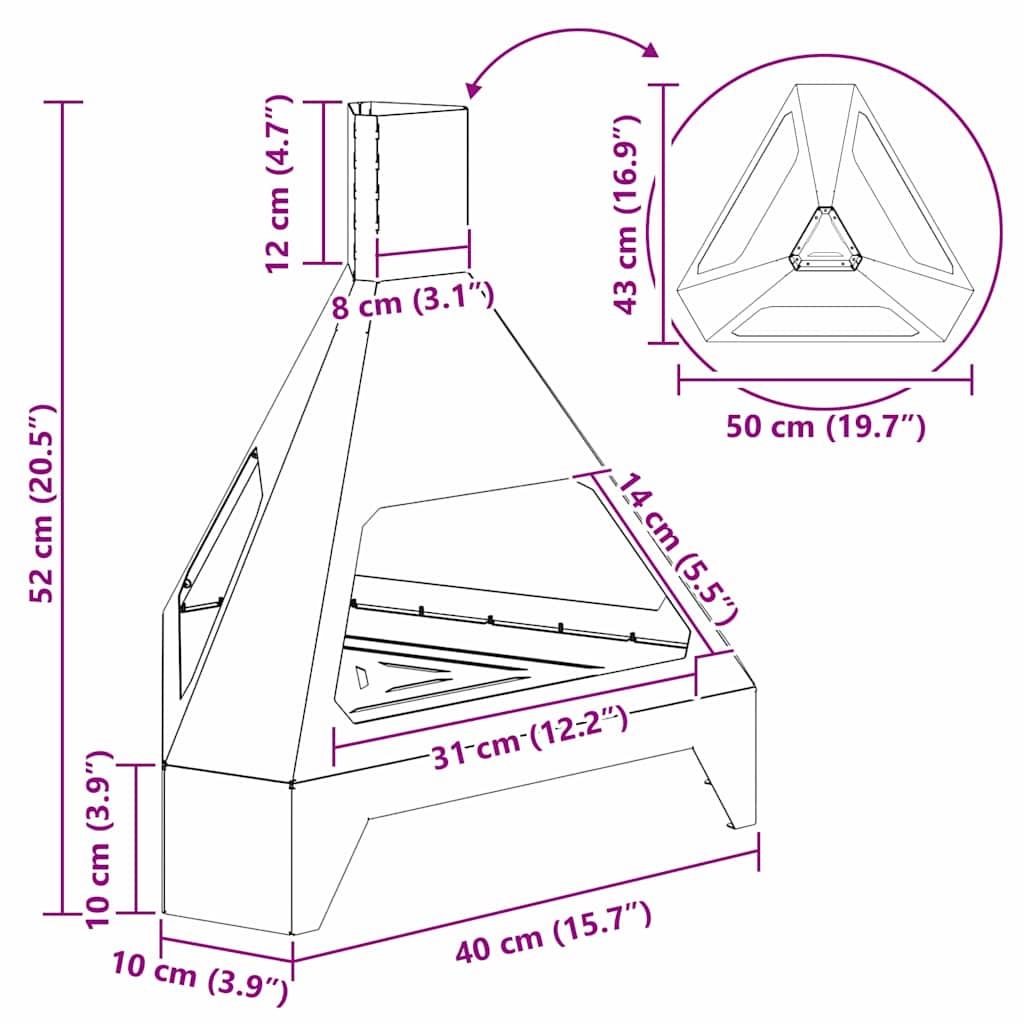 Vuurkorf Bruin 50 X 43 X 52 Cm Cortenstaal