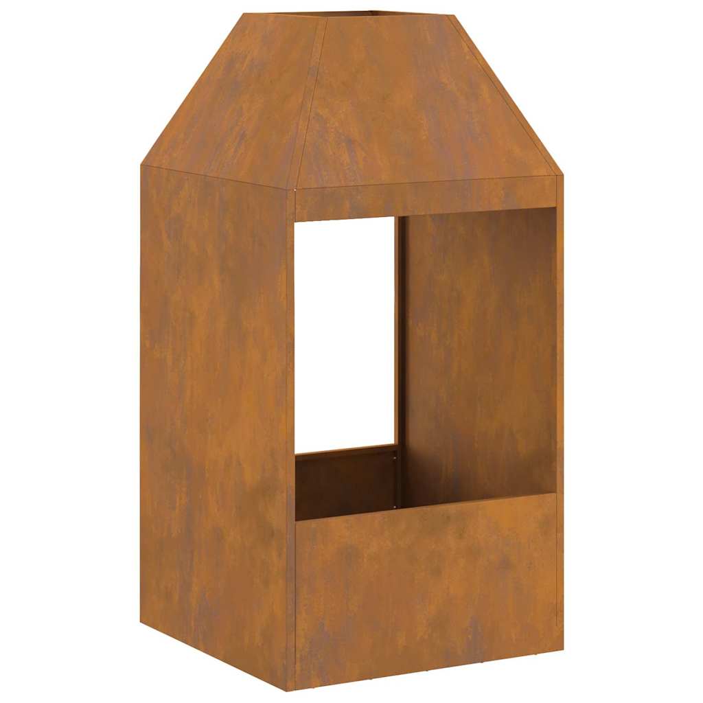 Vuurkorf Bruin 50 X 50 X 100 Cm Cortenstaal