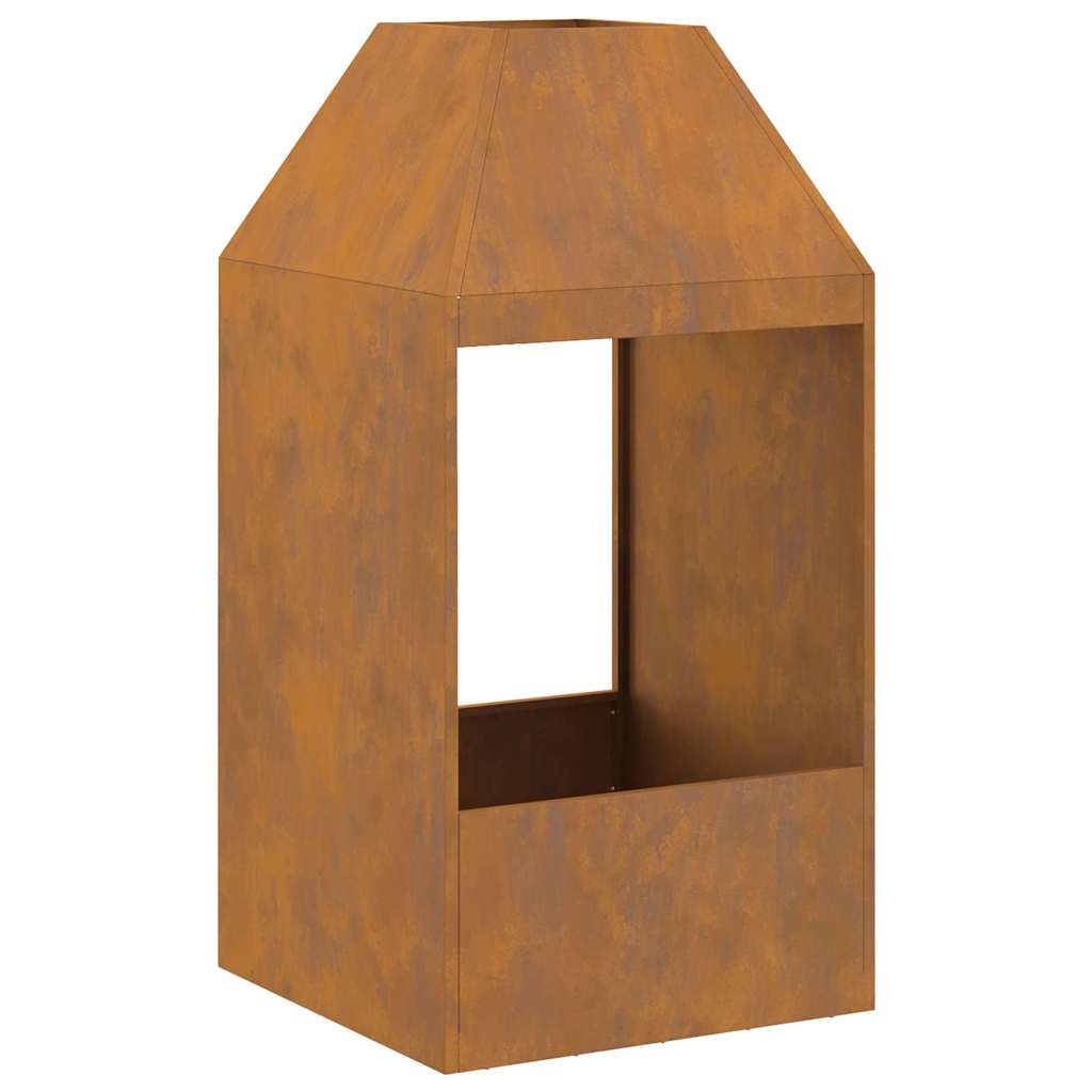 Vuurkorf Bruin 50 X 50 X 100 Cm Cortenstaal
