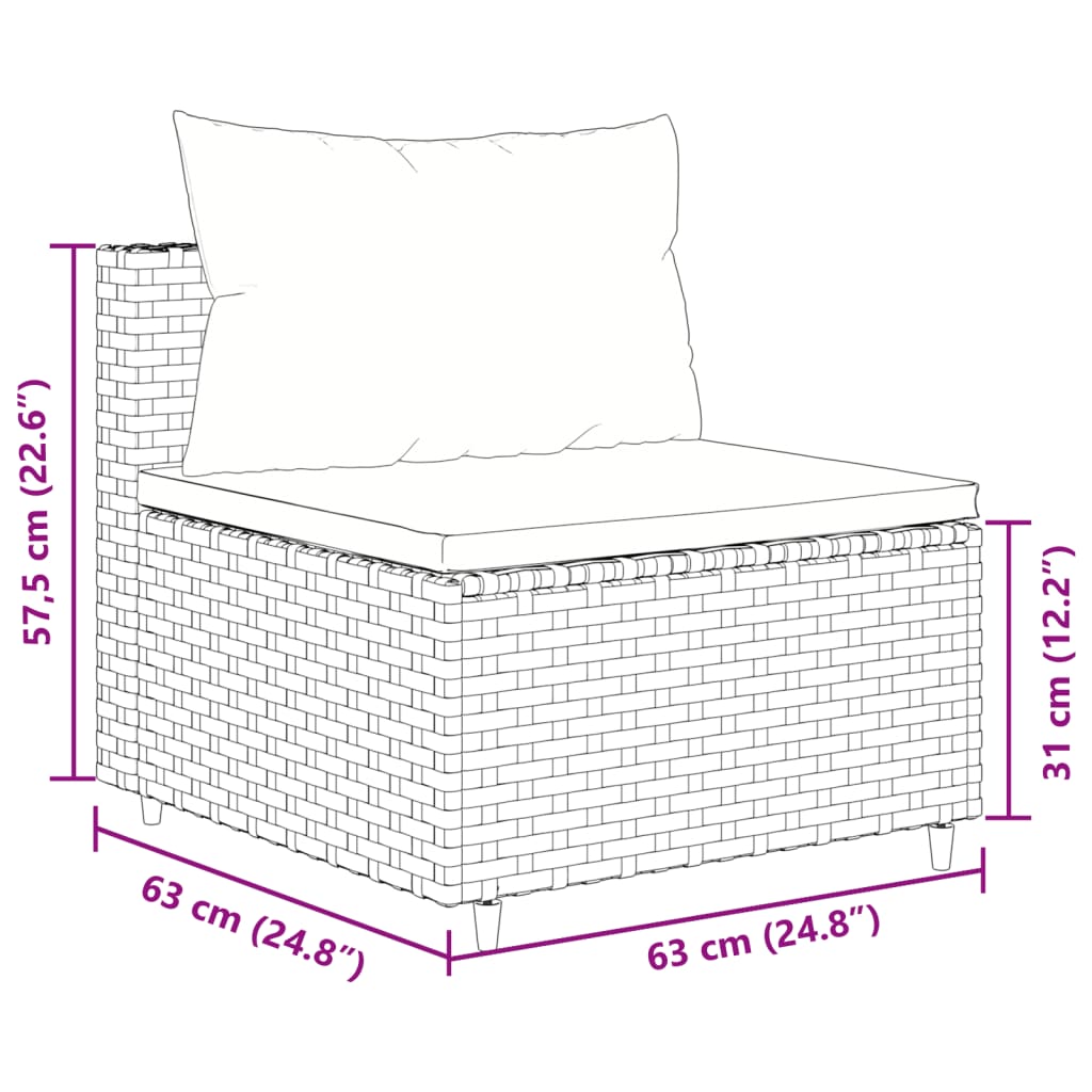 5-Delige Loungeset Met Kussens Poly Rattan
