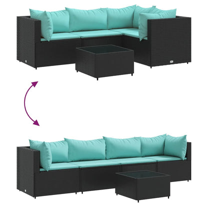5-Delige Loungeset Met Kussens Poly Rattan