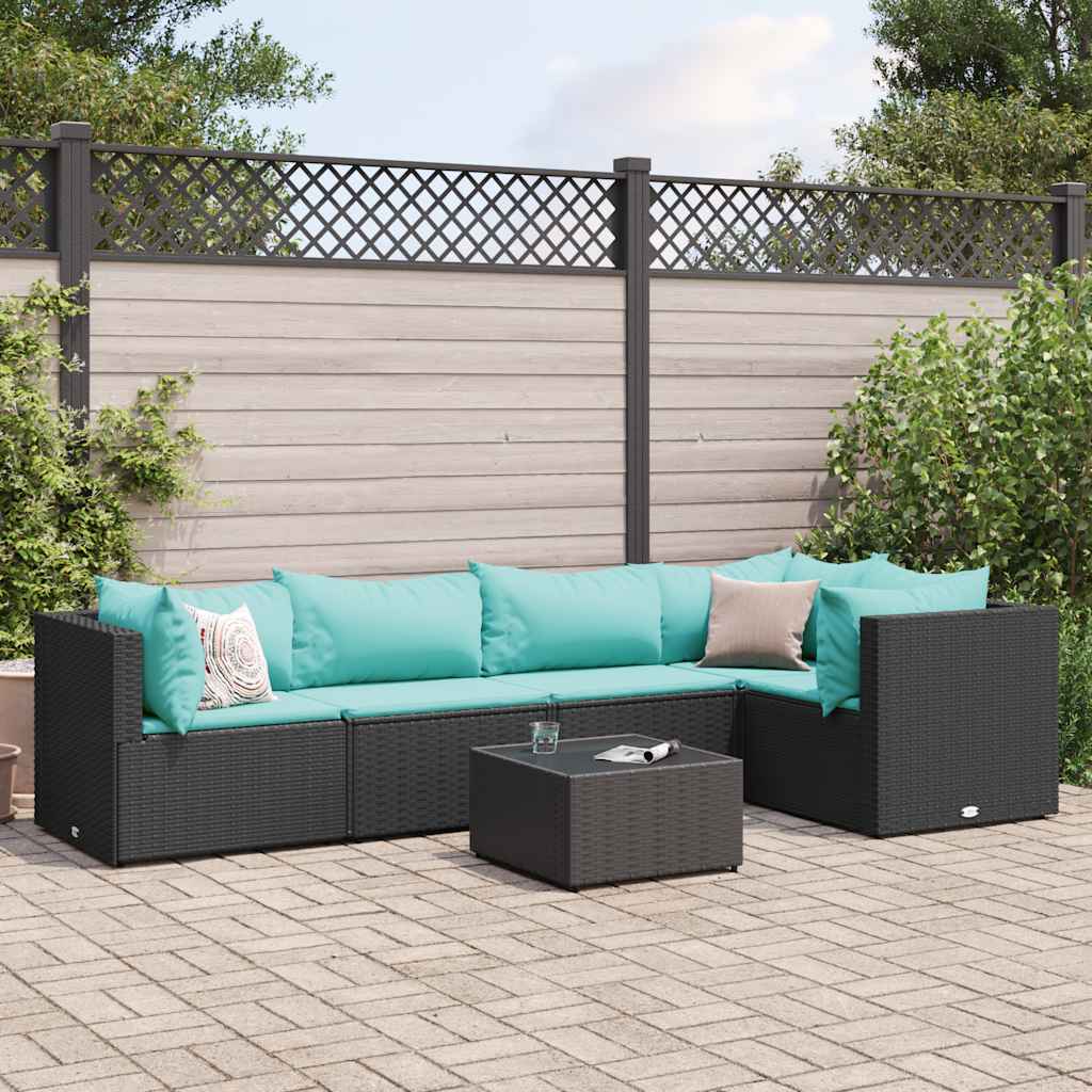 6-Delige Loungeset Met Kussens Poly Rattan
