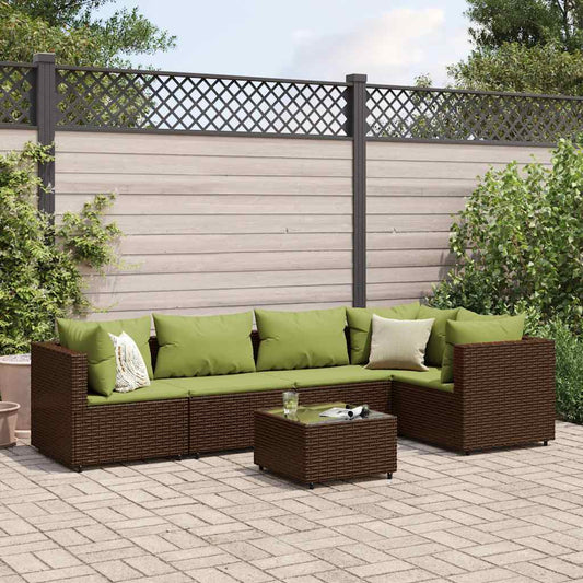 6-Delige Loungeset Met Kussens Poly Rattan