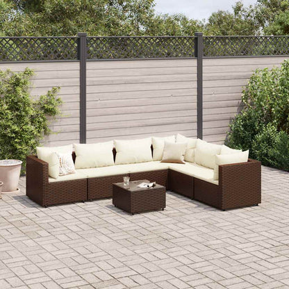 7-Delige Loungeset Met Kussens Poly Rattan