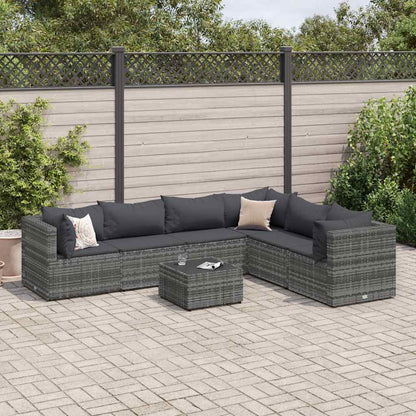 7-Delige Loungeset Met Kussens Poly Rattan