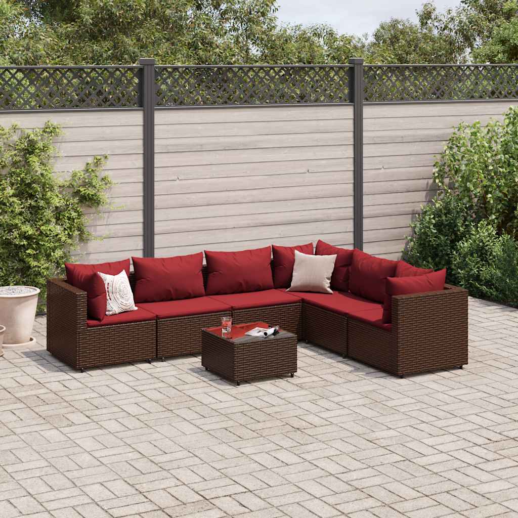 7-Delige Loungeset Met Kussens Poly Rattan