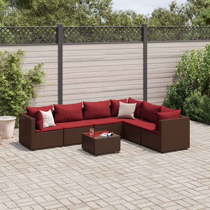 7-Delige Loungeset Met Kussens Poly Rattan