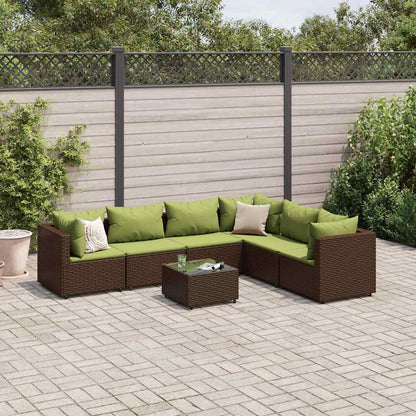 7-Delige Loungeset Met Kussens Poly Rattan
