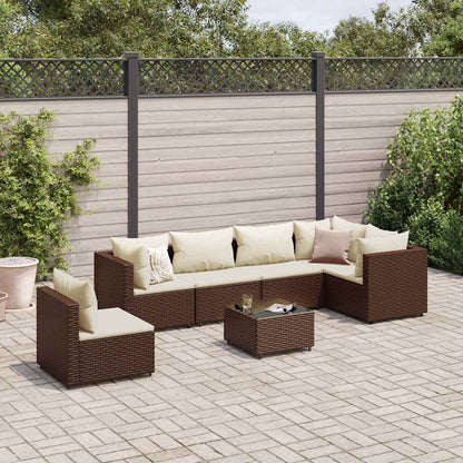 7-Delige Loungeset Met Kussens Poly Rattan