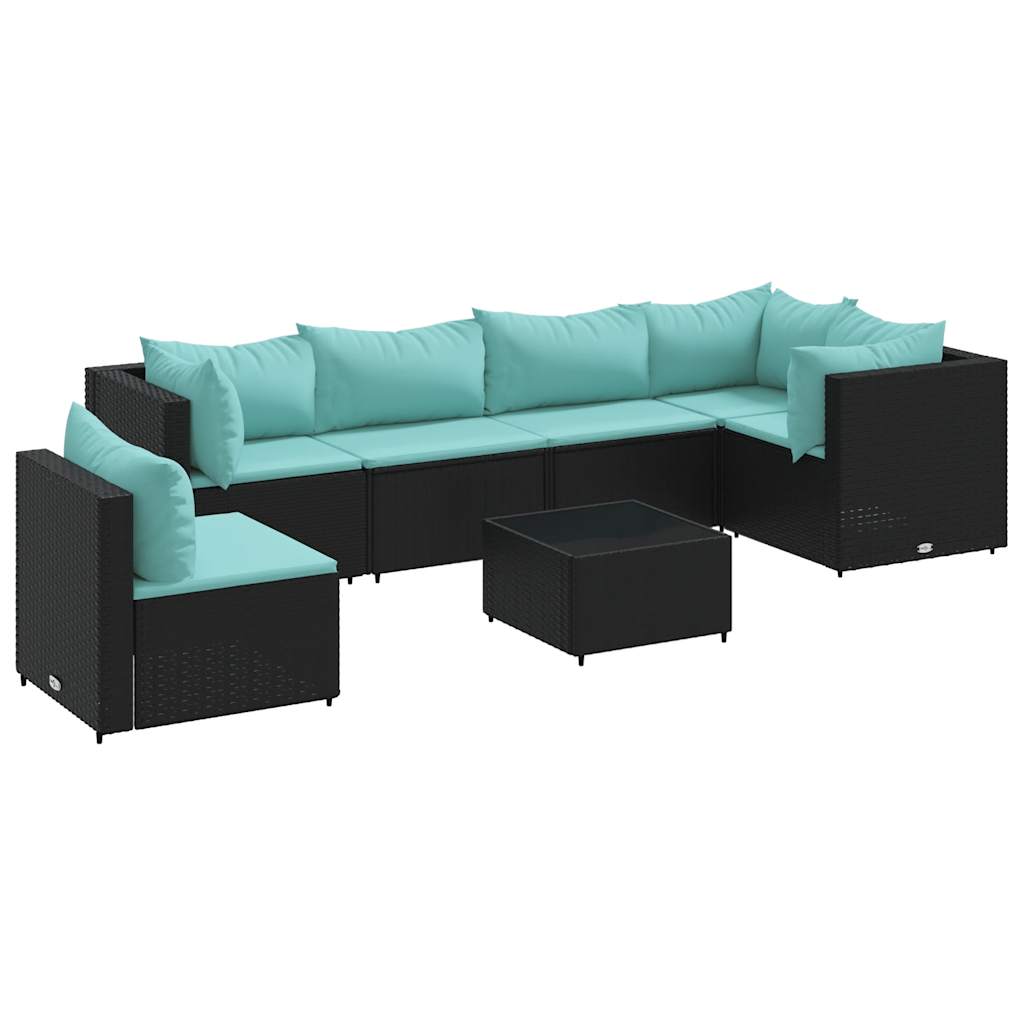 7-Delige Loungeset Met Kussens Poly Rattan