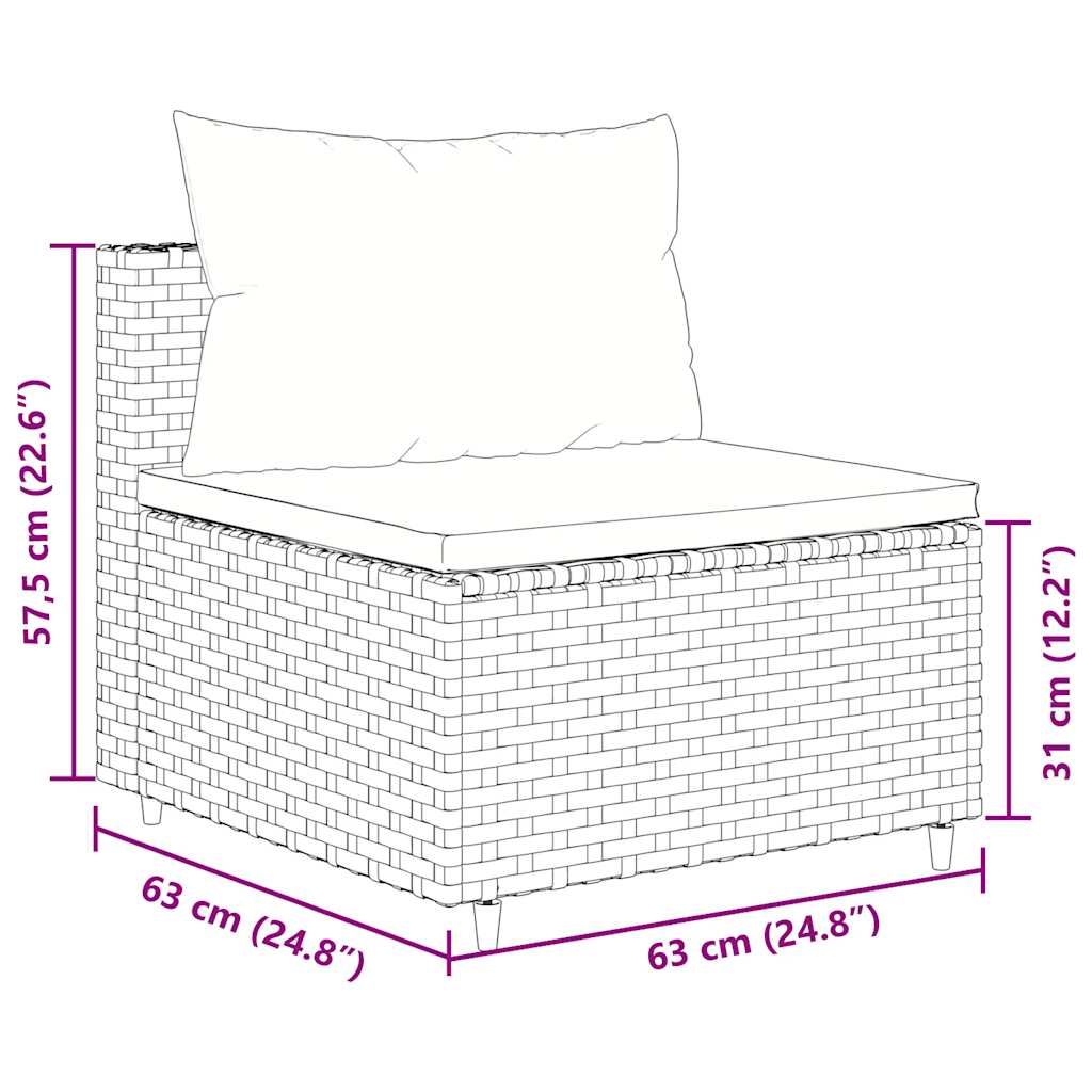 7-Delige Loungeset Met Kussens Poly Rattan