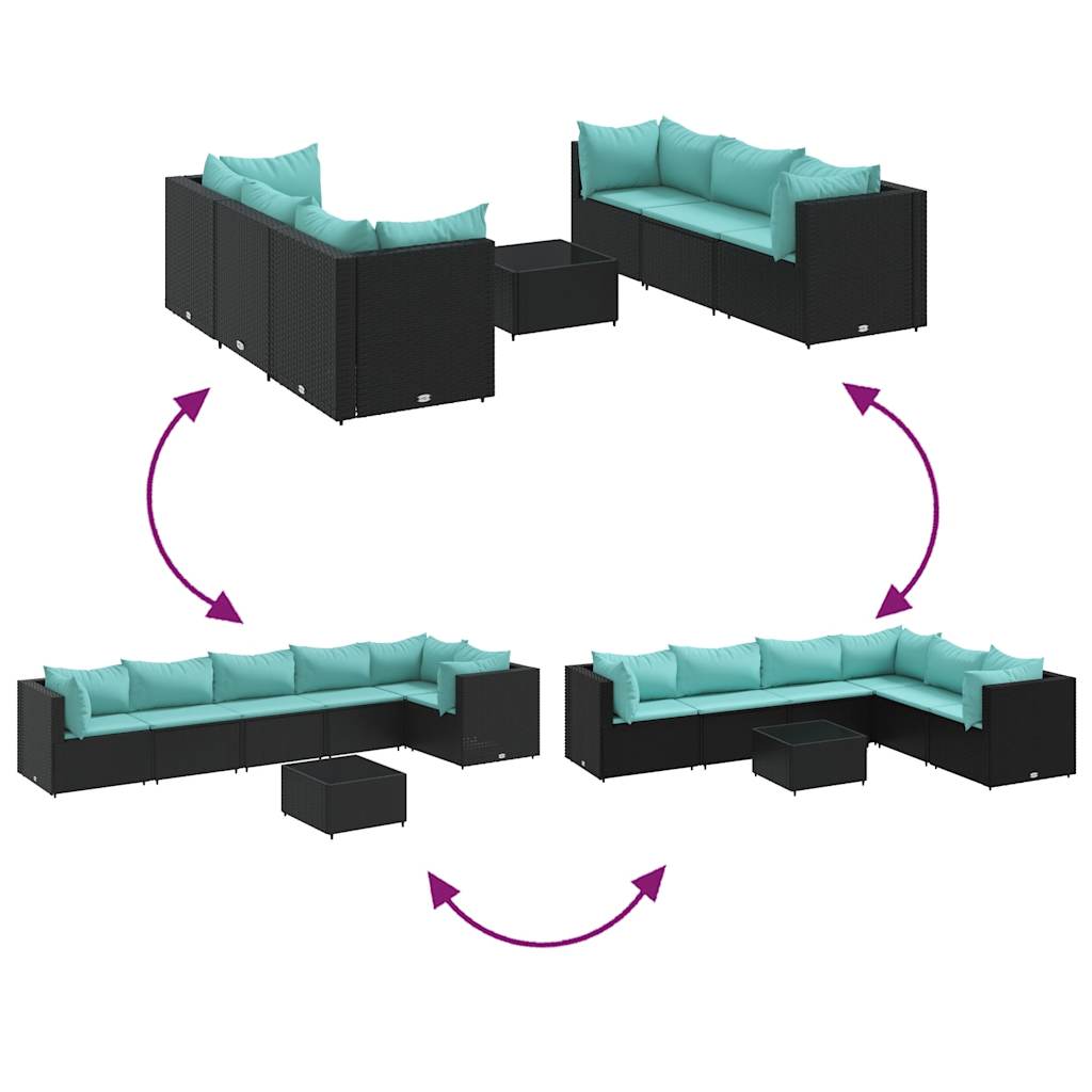 7-Delige Loungeset Met Kussens Poly Rattan