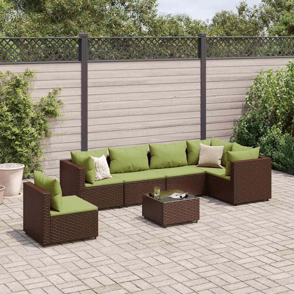 7-Delige Loungeset Met Kussens Poly Rattan