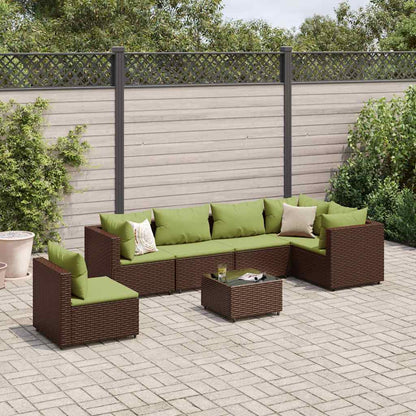 7-Delige Loungeset Met Kussens Poly Rattan
