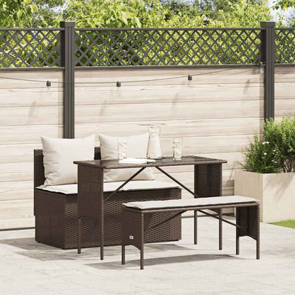 3-Delige Tuinset Met Kussens Poly Rattan