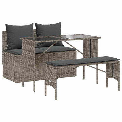 3-Delige Tuinset Met Kussens Poly Rattan