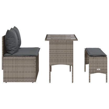 3-Delige Tuinset Met Kussens Poly Rattan