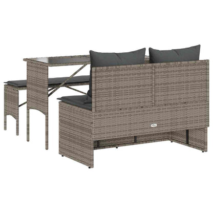 3-Delige Tuinset Met Kussens Poly Rattan