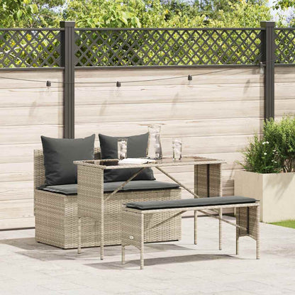 3-Delige Tuinset Met Kussens Poly Rattan
