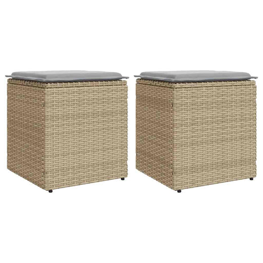 Tuinkrukken Met Kussens 2 St 40X40X43 Cm Poly Rattan