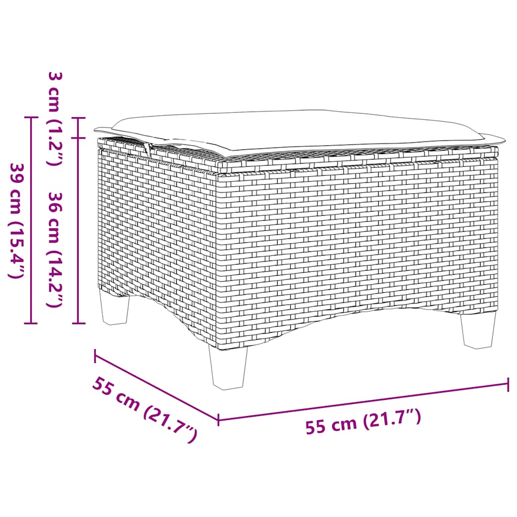 Tuinkrukken Met Kussens 2 St 55X55X36 Cm Poly Rattan