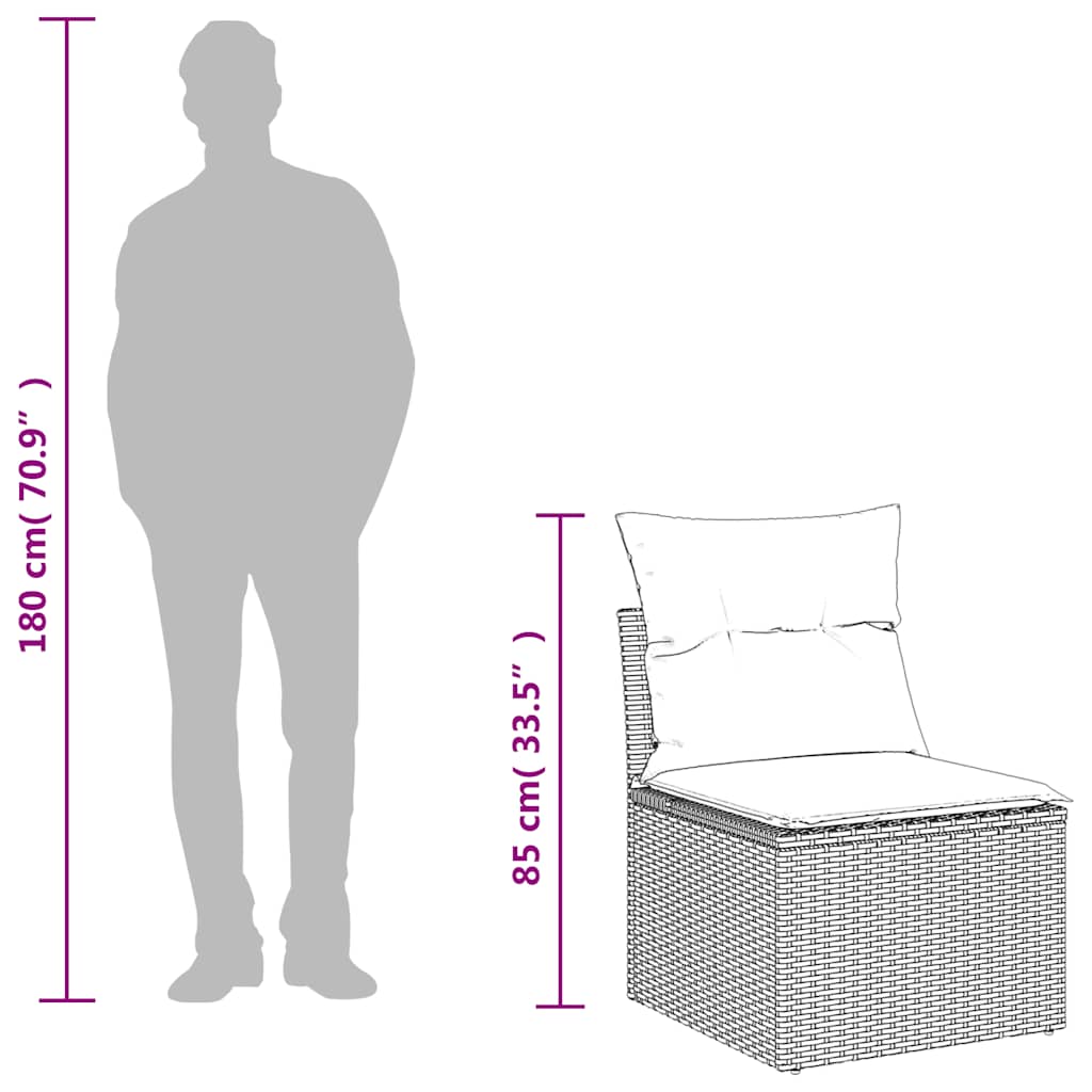 2-Delige Loungeset Met Kussens Poly Rattan Acacia