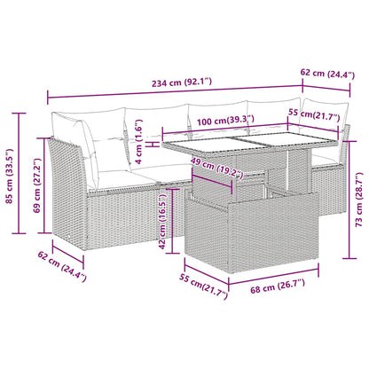 5-Delige Loungeset Met Kussens Poly Rattan Acacia