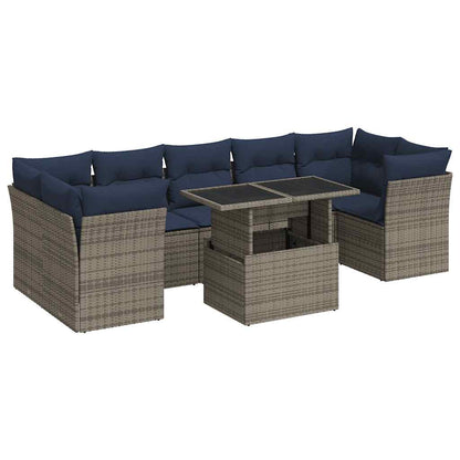 8-Delige Loungeset Met Kussens Poly Rattan Acacia