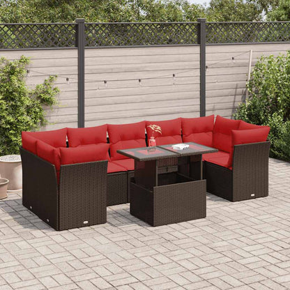 8-Delige Loungeset Met Kussens Poly Rattan Acacia