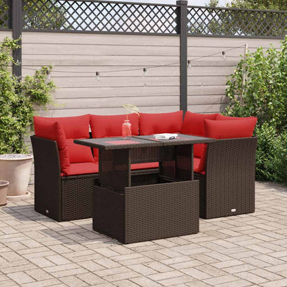 5-Delige Loungeset Met Kussens Poly Rattan Acacia