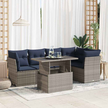 6-Delige Loungeset Met Kussens Poly Rattan Acacia